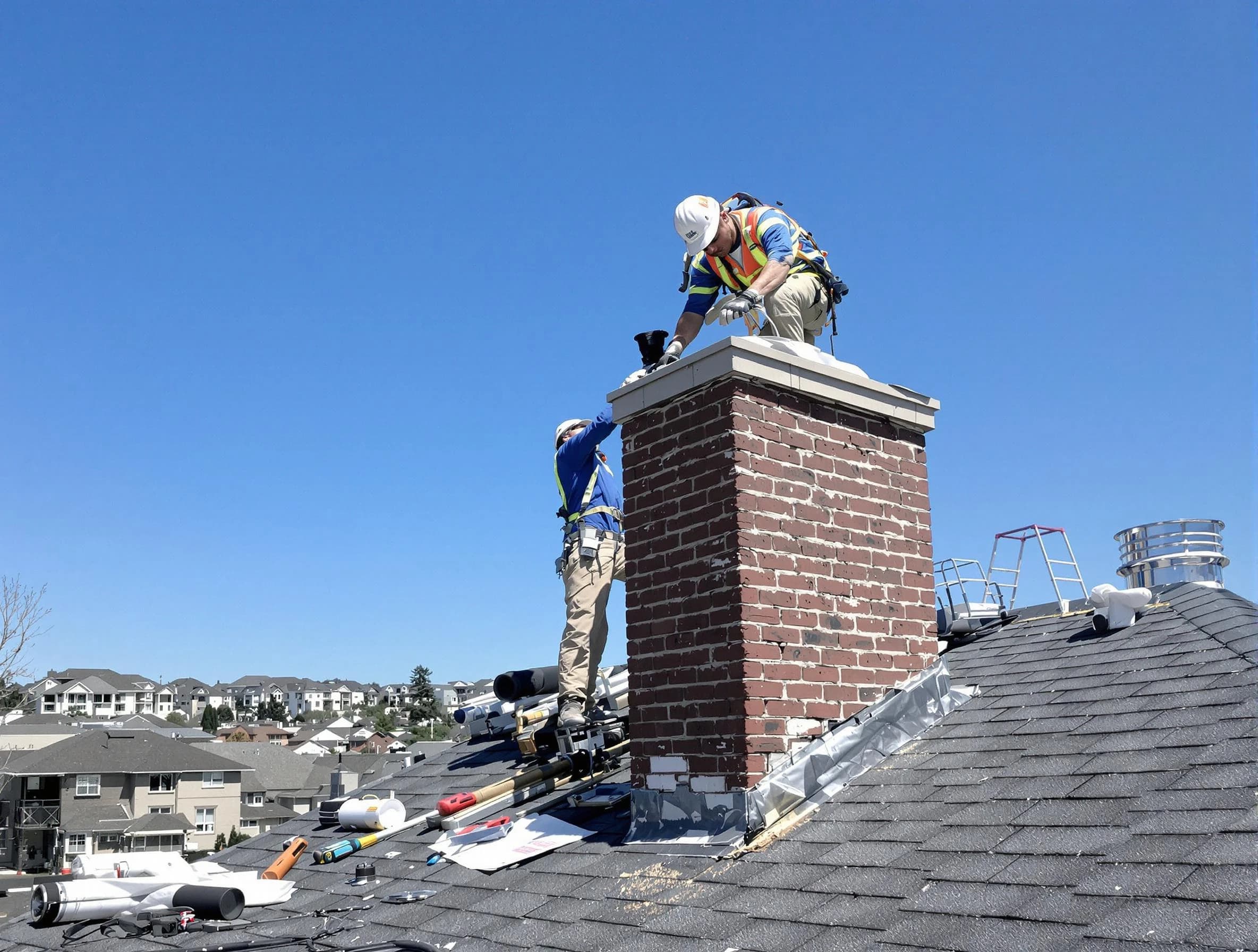 Hillside Chimney Sweep repairing a chimney crown in Hillside, NJ