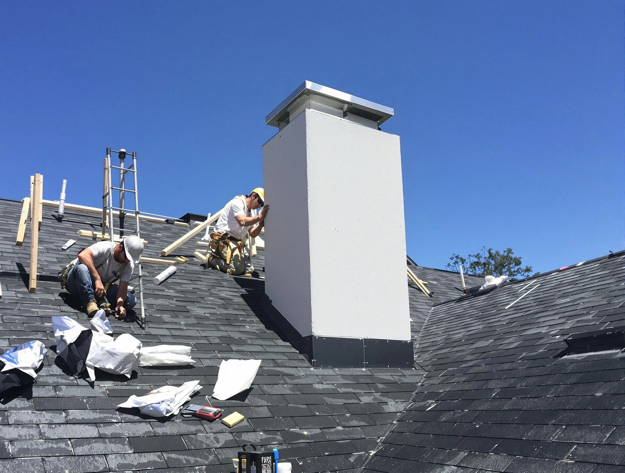 Hillside Chimney Sweep crew installing a new chimney in Hillside, NJ