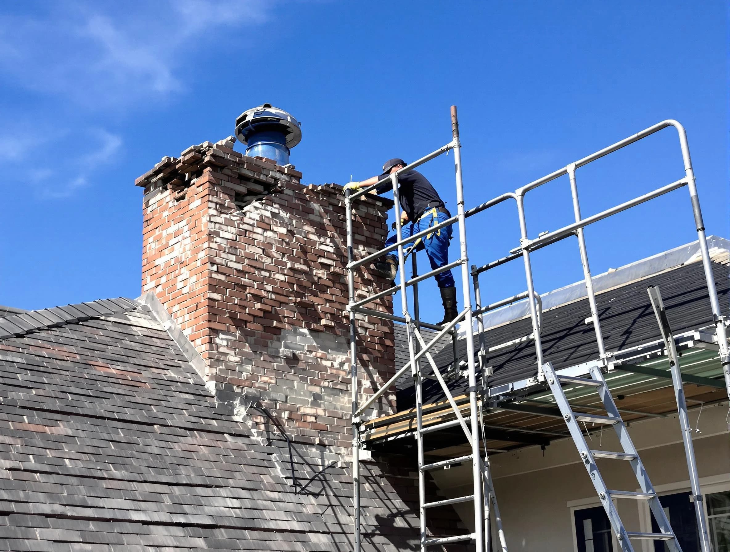 Rebuilding a chimney structure by Hillside Chimney Sweep in Hillside, NJ