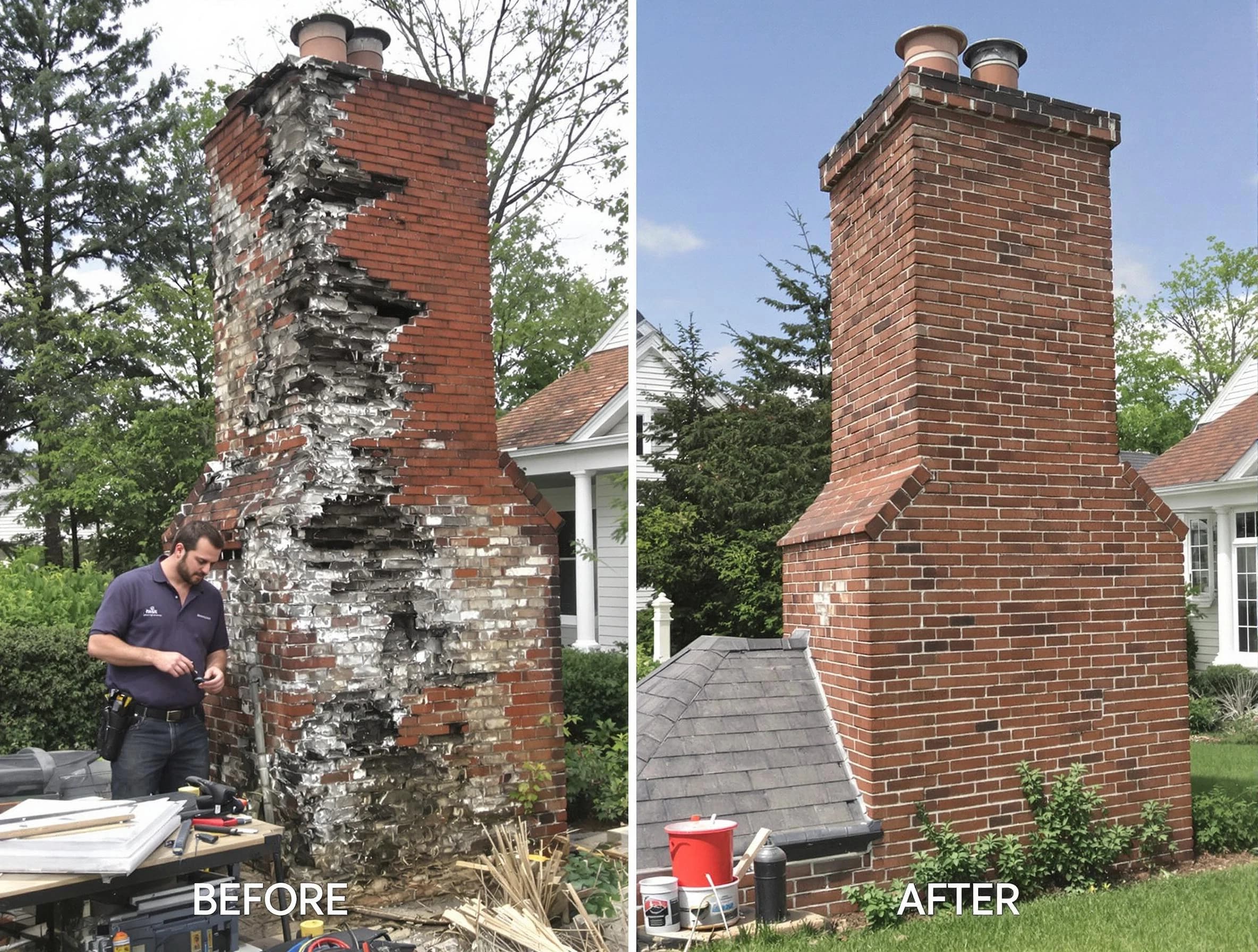 Hillside Chimney Sweep performing a full chimney restoration in Hillside, NJ