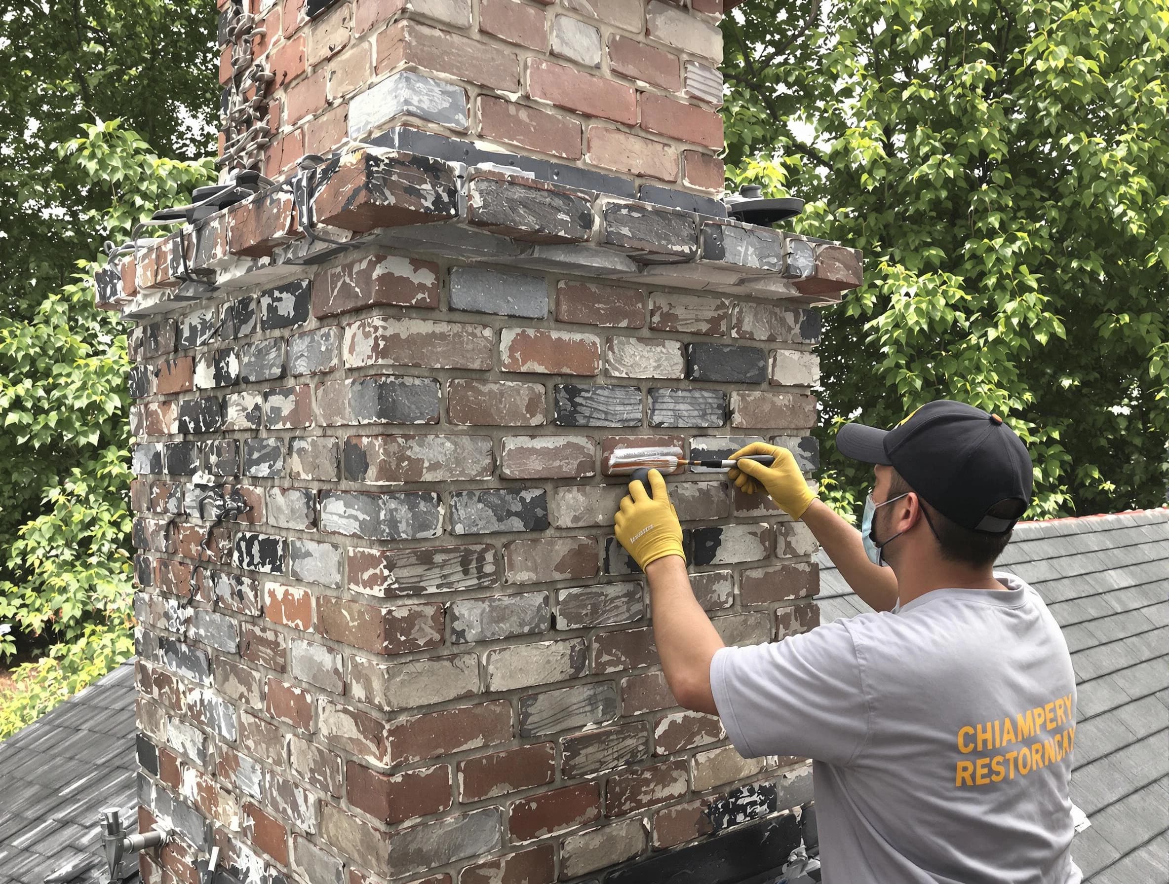 In-progress chimney restoration by Hillside Chimney Sweep in Hillside, NJ