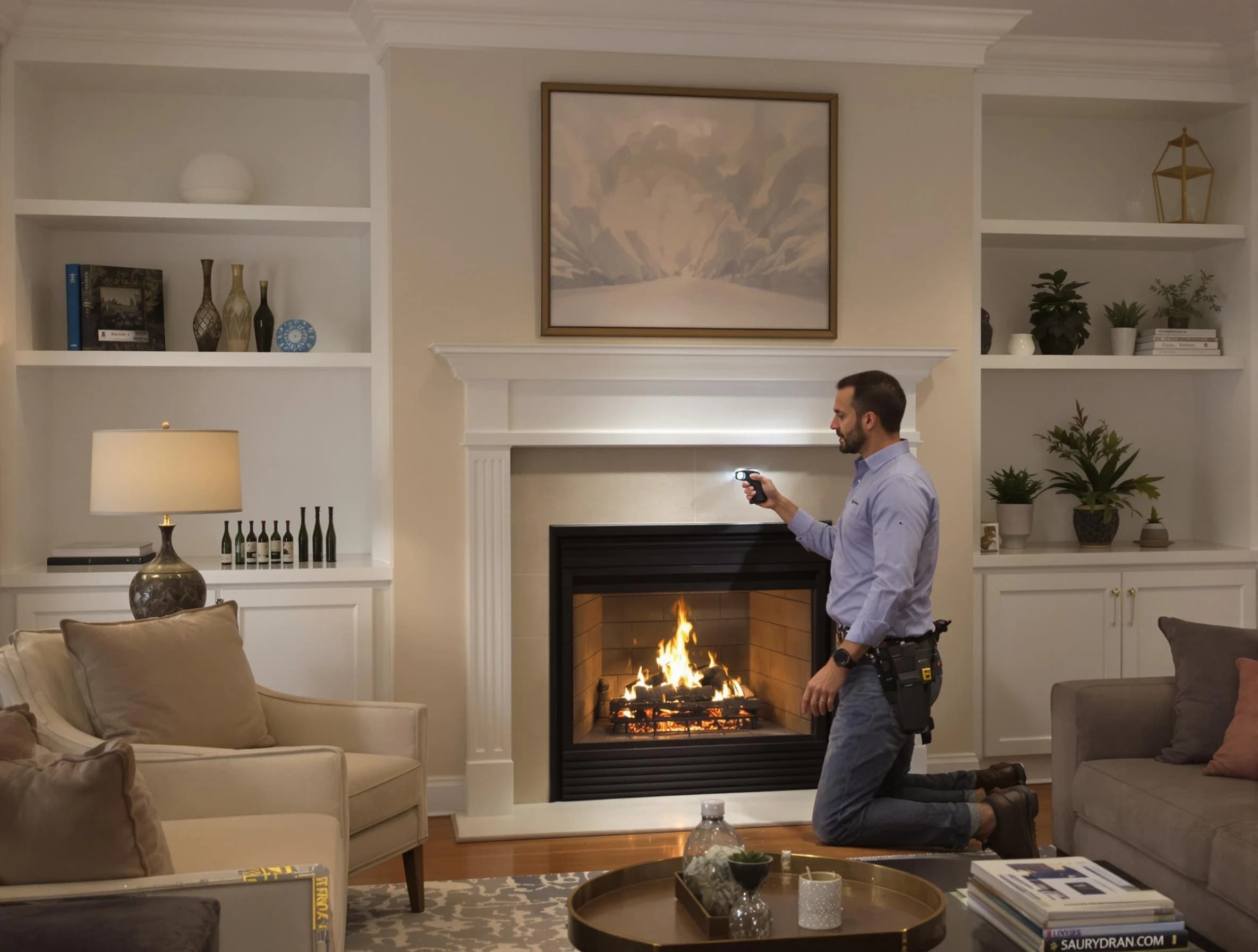 Hillside Chimney Sweep conducting a fireplace safety inspection in Hillside, NJ