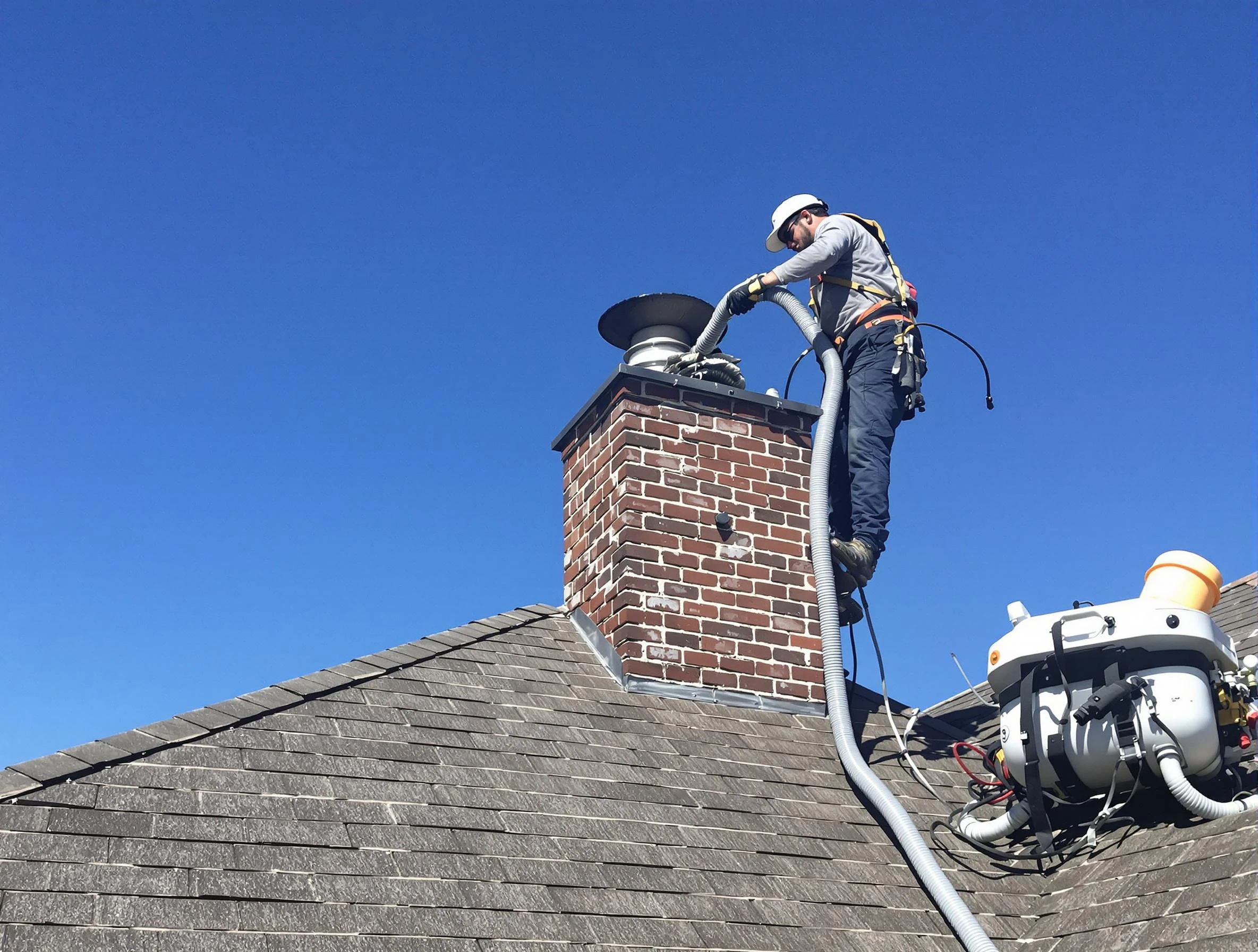 Dedicated Hillside Chimney Sweep team member cleaning a chimney in Hillside, NJ